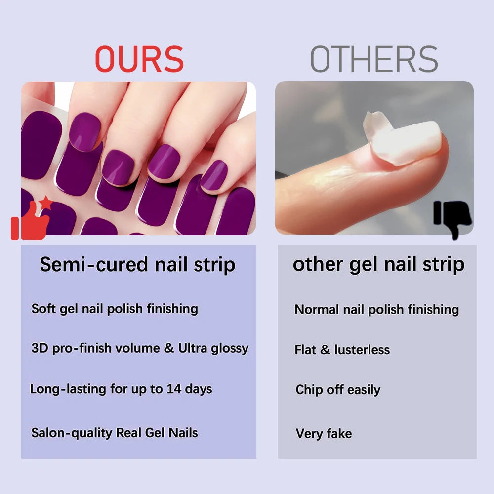 UV/LED Lamp Gel Nail Polish Wraps Long-Lasting Full Cover