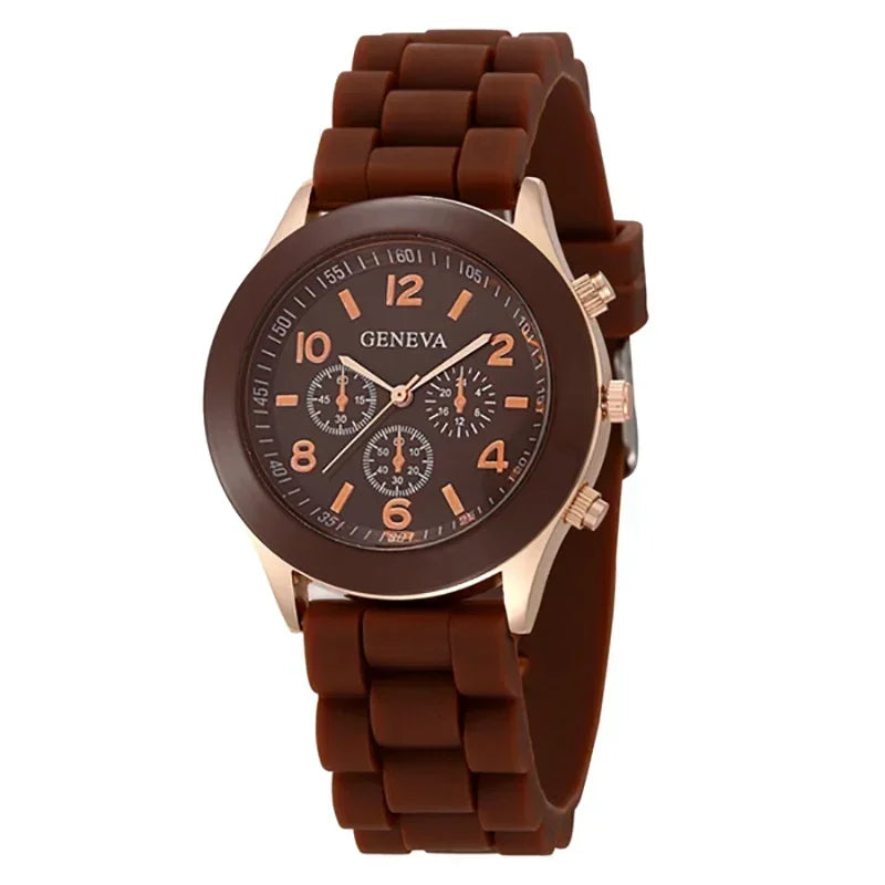 Silicone Strap Quartz Wrist Watch For Woman