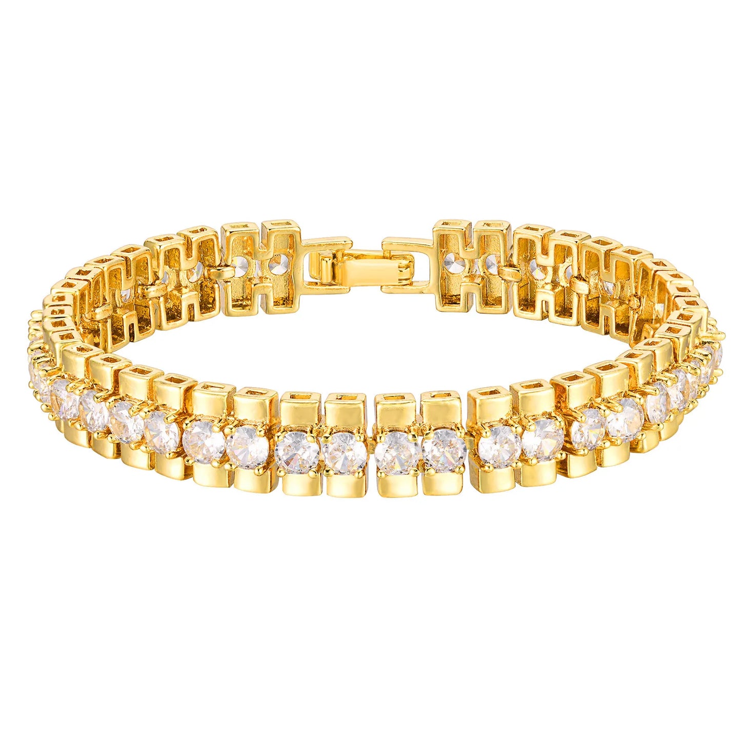 14K Gold Plated Cubic Zirconia Adjustable Bracelet Jewelry For Women