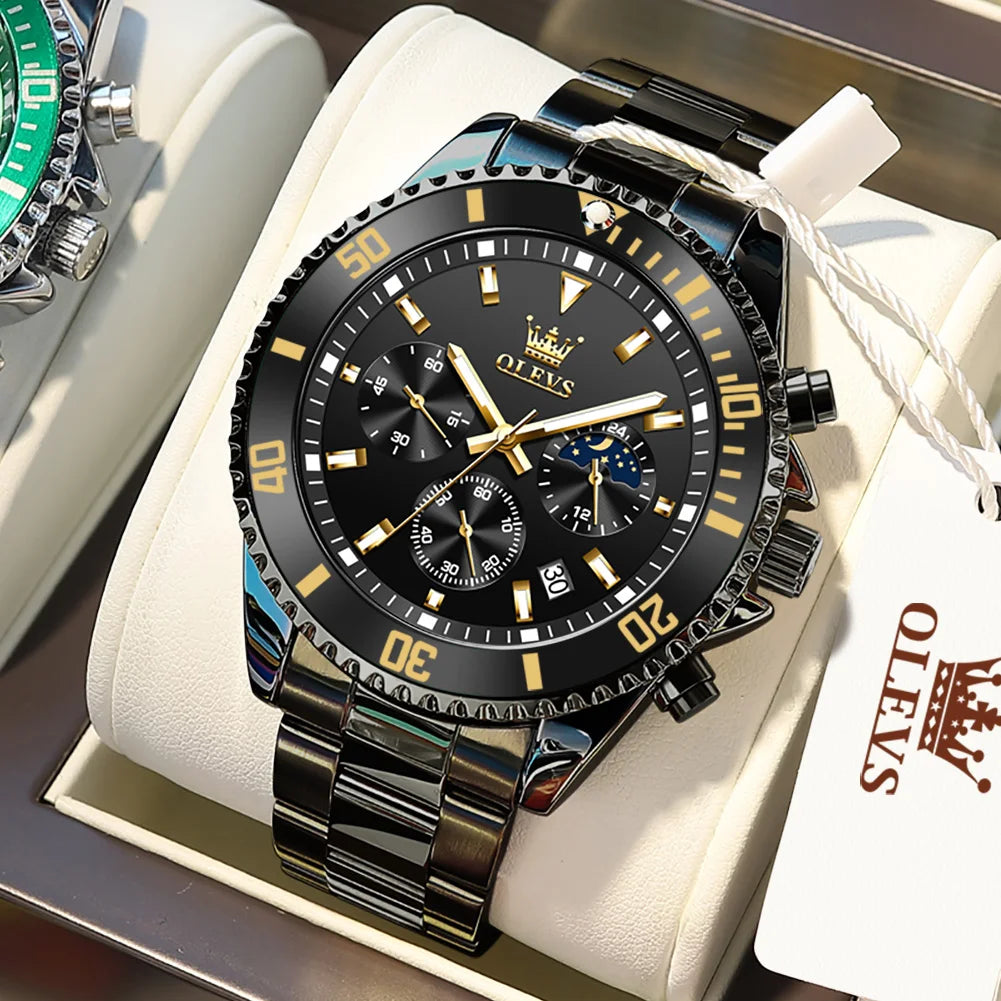 OLEVS Men's Watches Top Brand Original Waterproof Stainless Steel