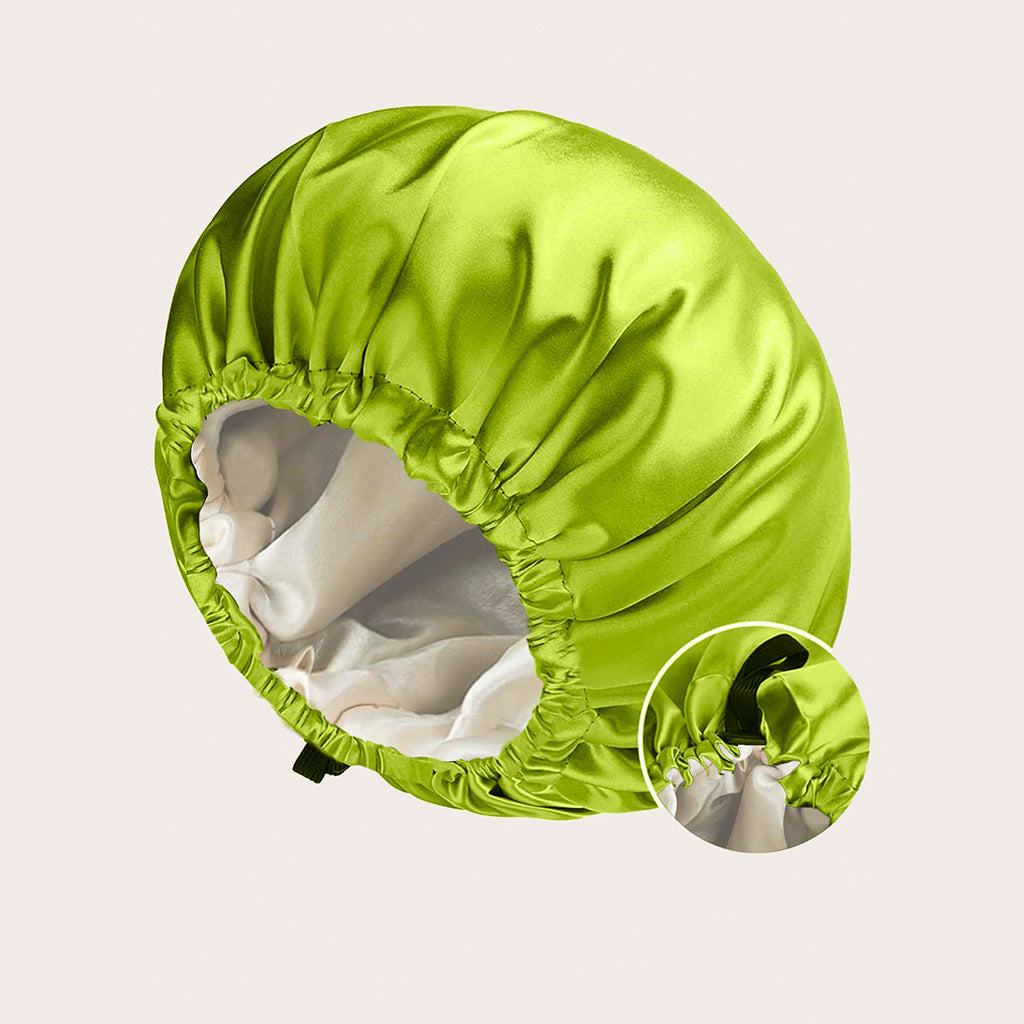Silky Satin Bonnet Cap for Sleeping Large Double Layer Reversible Adjustable