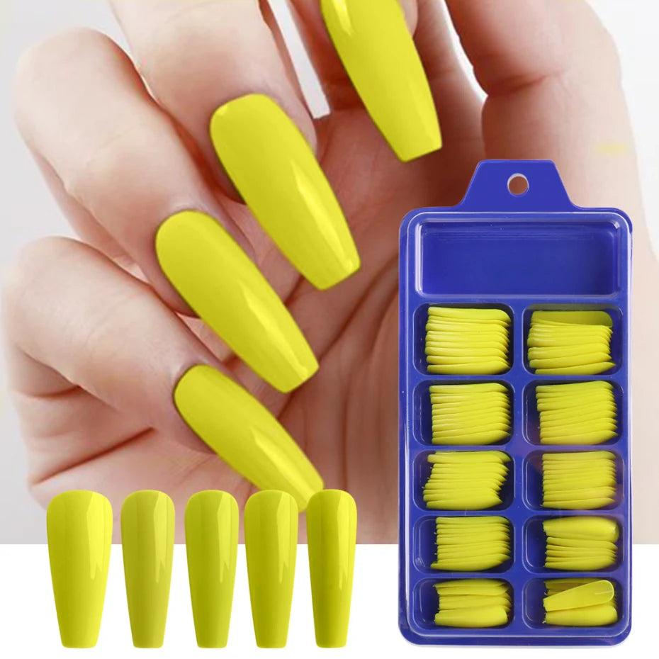 100pcs Press On Acrylic Coffin Extension Nails