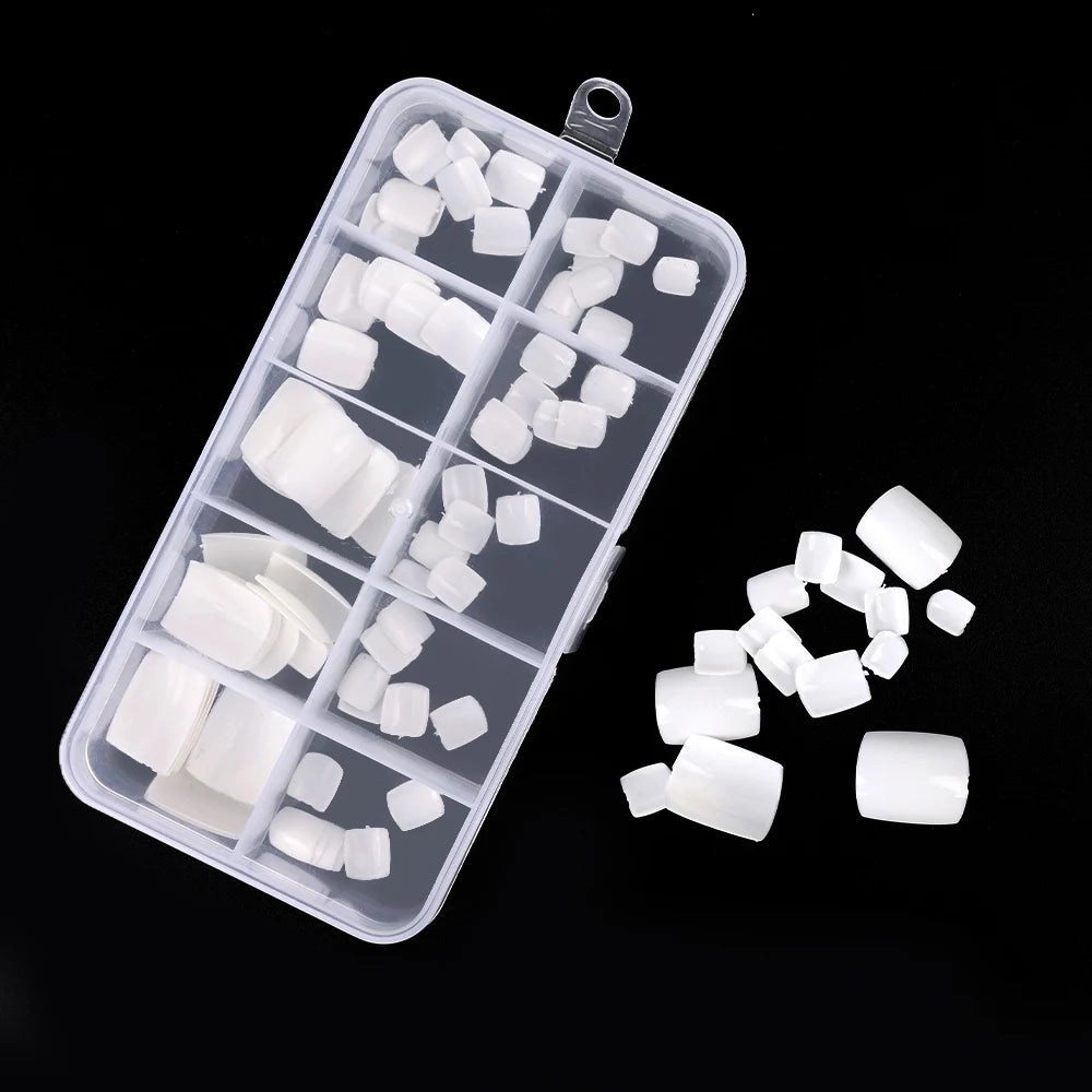 French Square Fake Toe Nails 100pcs