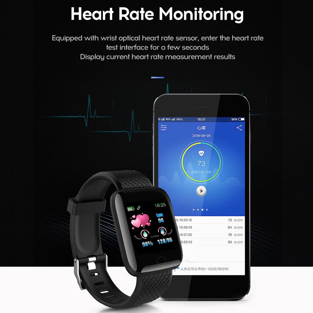 116 Plus Smart Watch Fitness Tracker Heart Rate Monitor