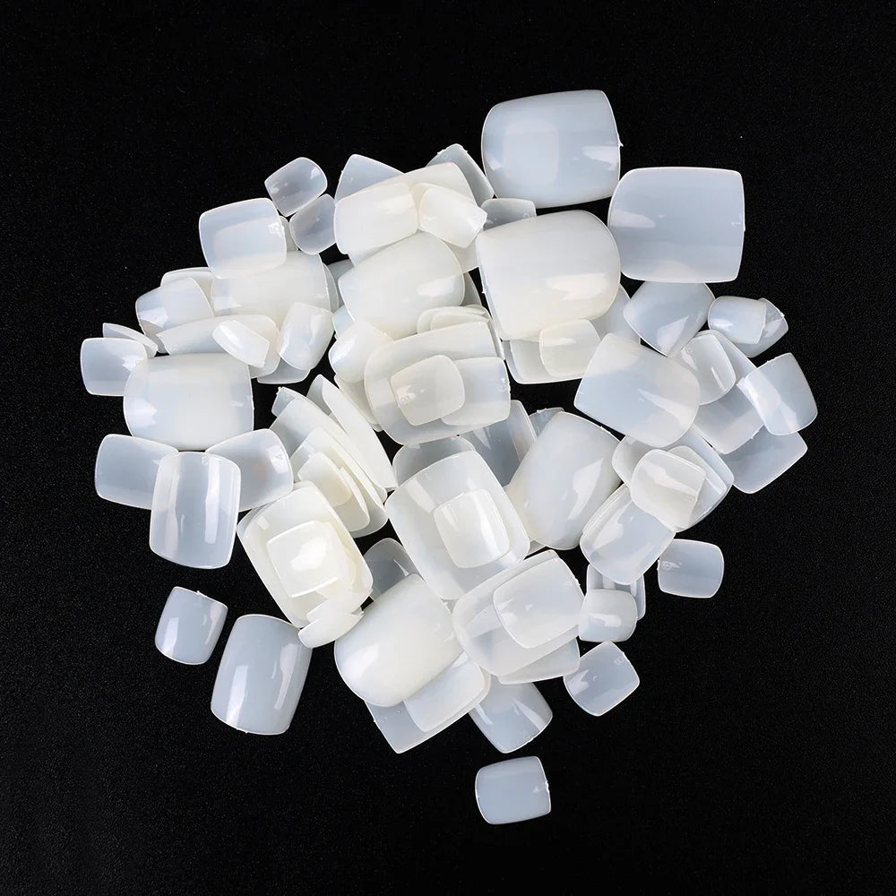 French Square Fake Toe Nails 100pcs