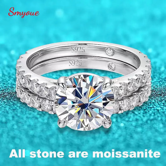 Moissanite Rings for Women Sparkly Luxury Wedding Diamond Band 925 Sterling Silver