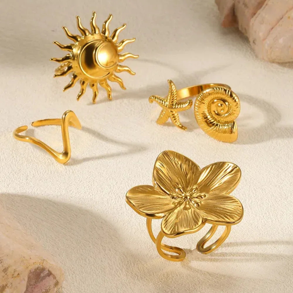 Elegant Gold Stainless Steel Rings For Women