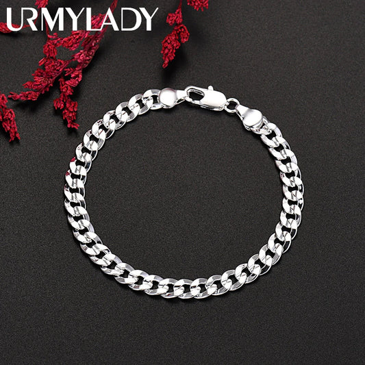 925 Sterling Silver 7MM chain bracelets for Men/Women
