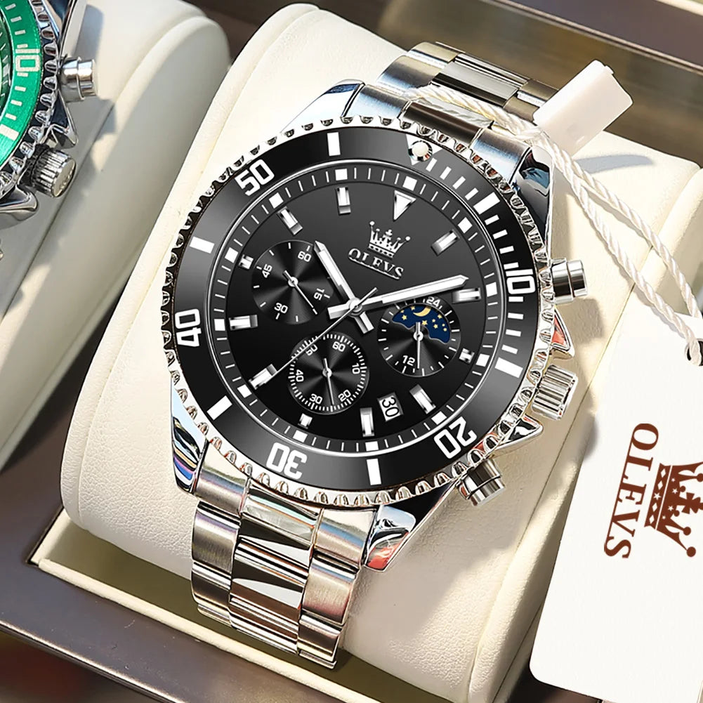 OLEVS Men's Watches Top Brand Original Waterproof Stainless Steel