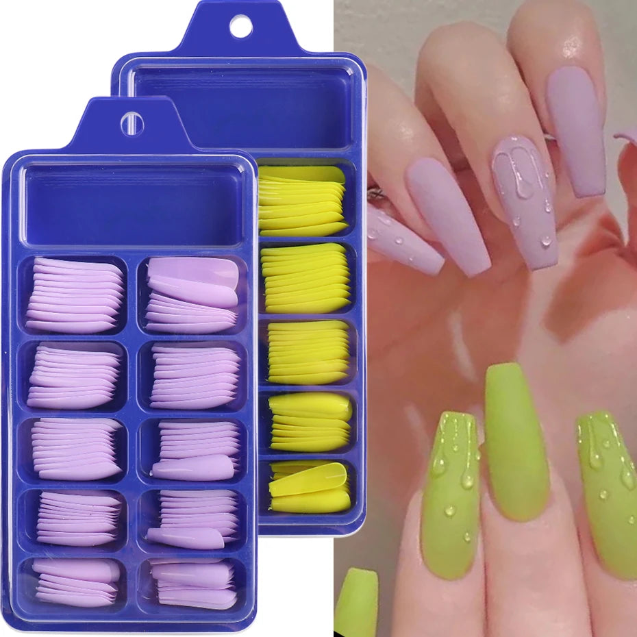 100pcs Press On Acrylic Coffin Extension Nails