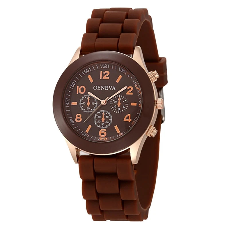 Silicone Strap Quartz Wrist Watch For Woman