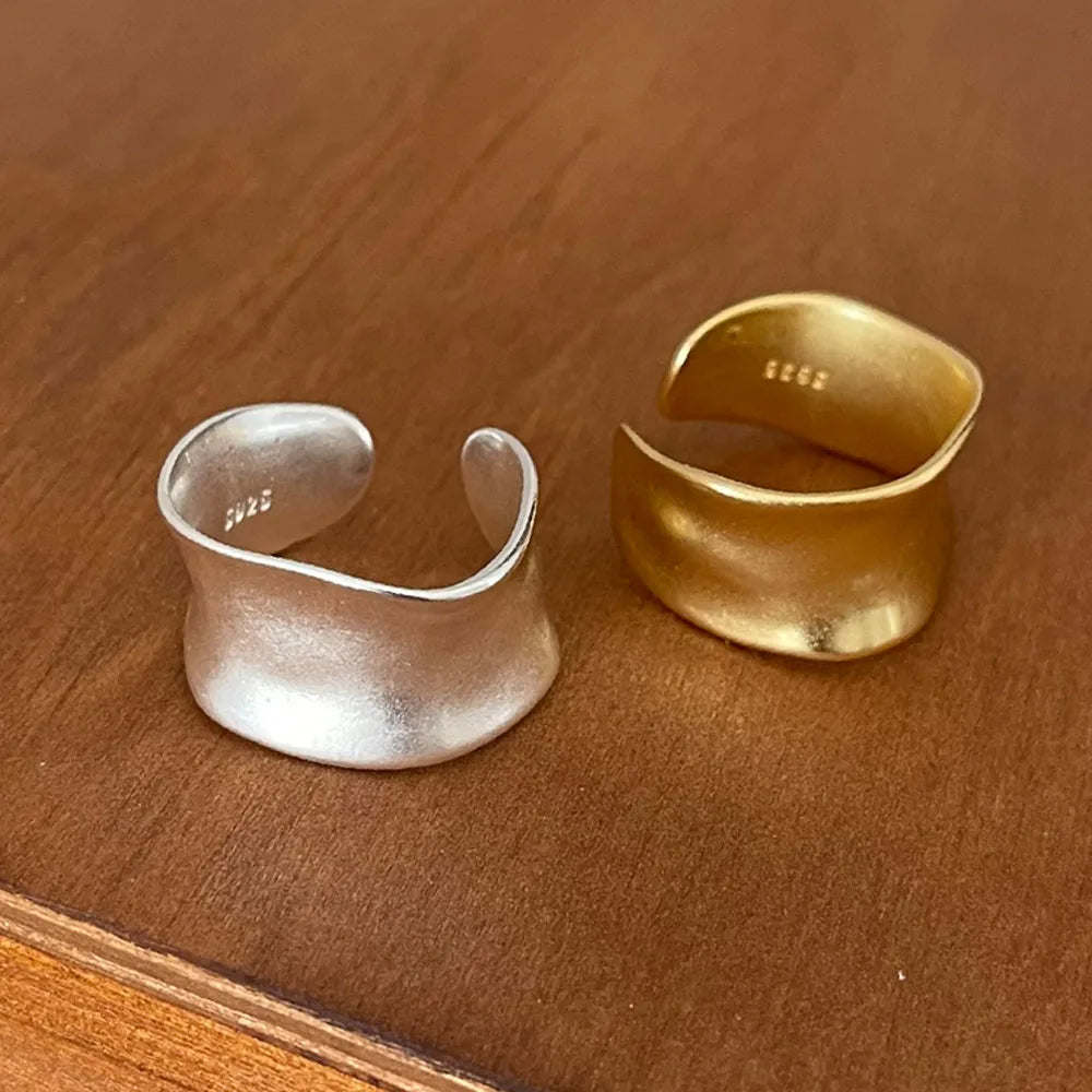 Open Vintage Gold/Silver Wide Flat Rings