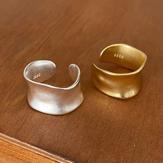 Open Vintage Gold/Silver Wide Flat Rings