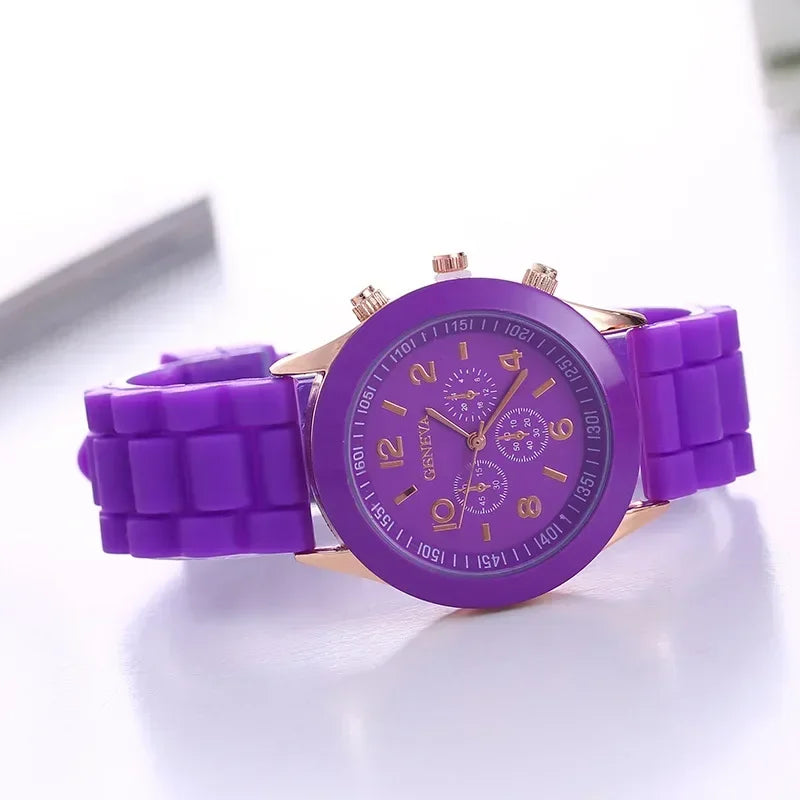 Silicone Strap Quartz Wrist Watch For Woman
