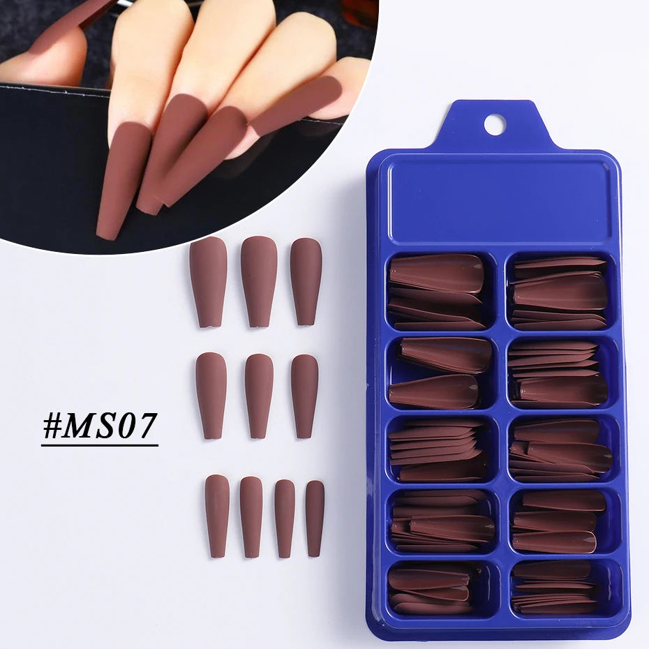 100pcs Press On Acrylic Coffin Extension Nails