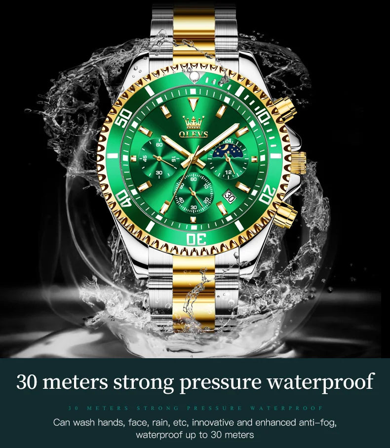 OLEVS Men's Watches Top Brand Original Waterproof Stainless Steel
