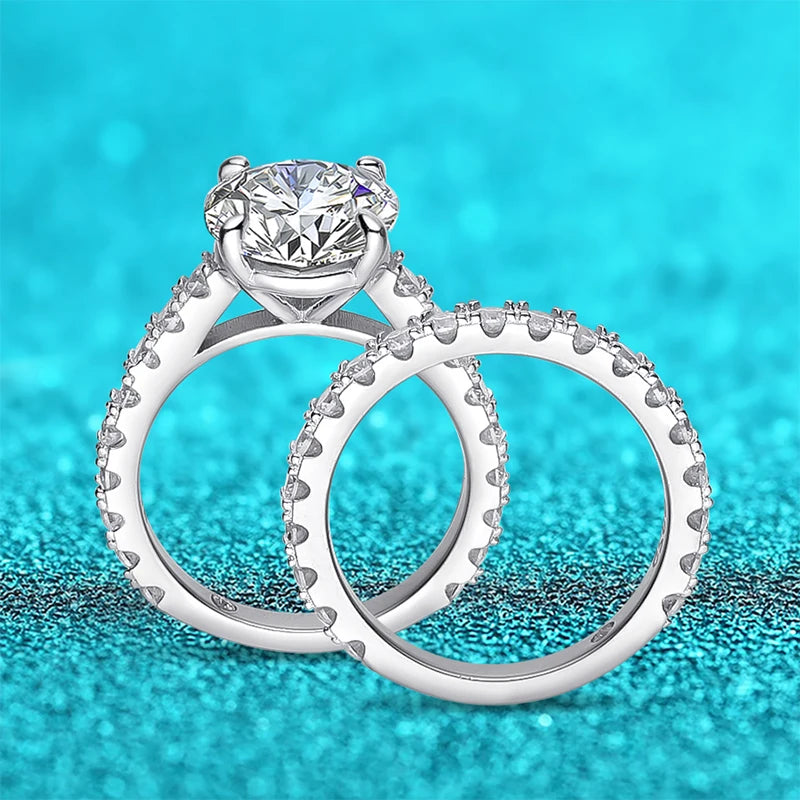Moissanite Rings for Women Sparkly Luxury Wedding Diamond Band 925 Sterling Silver
