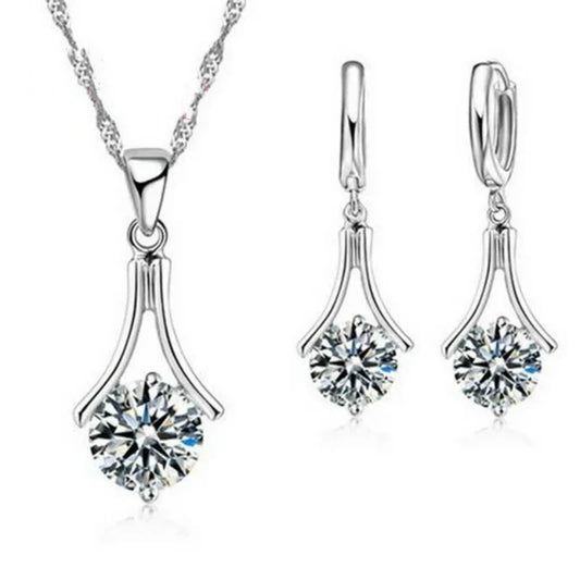 925 Sterling Silver Trendy Jewelry Sets For Women Simple Design