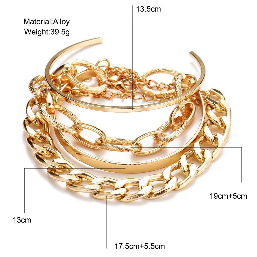 Gold Plated Bohemian Bracelet Set For Women