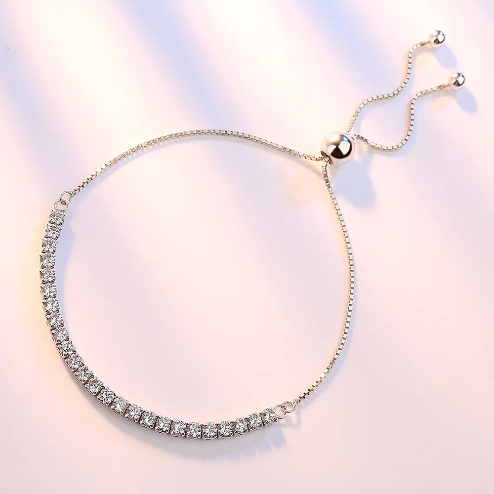 925 Sterling Silver Bracelet Crystal Chain for Women