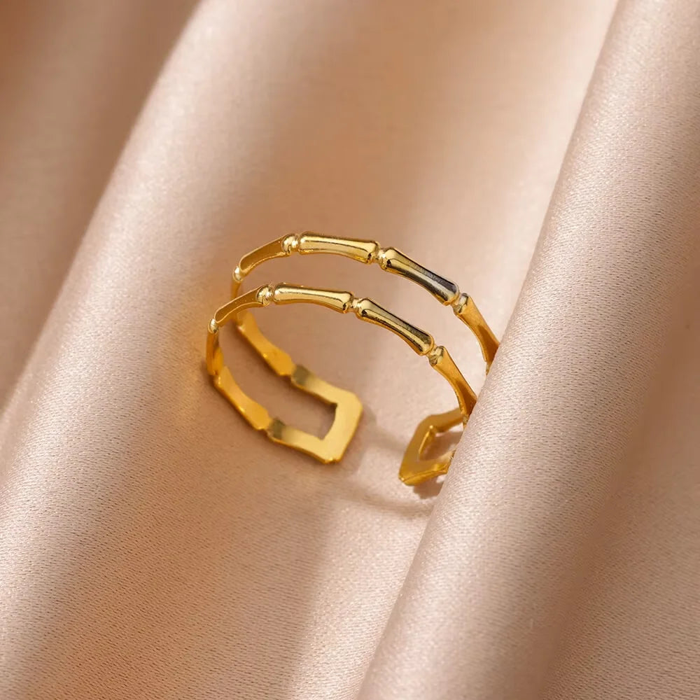 Elegant Gold Stainless Steel Rings For Women