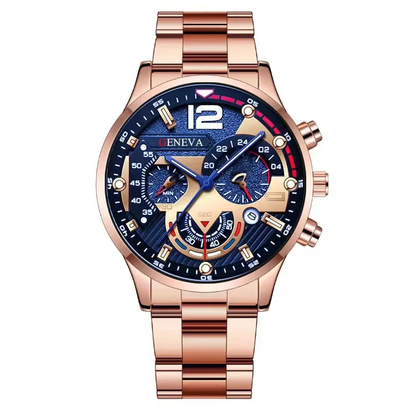 Mens Geneva Luxury Stainless Steel Watch