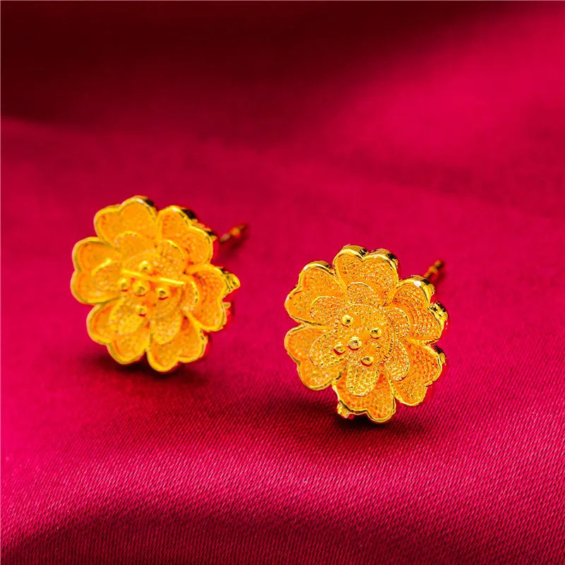 24K Gold Stud Earrings for Women