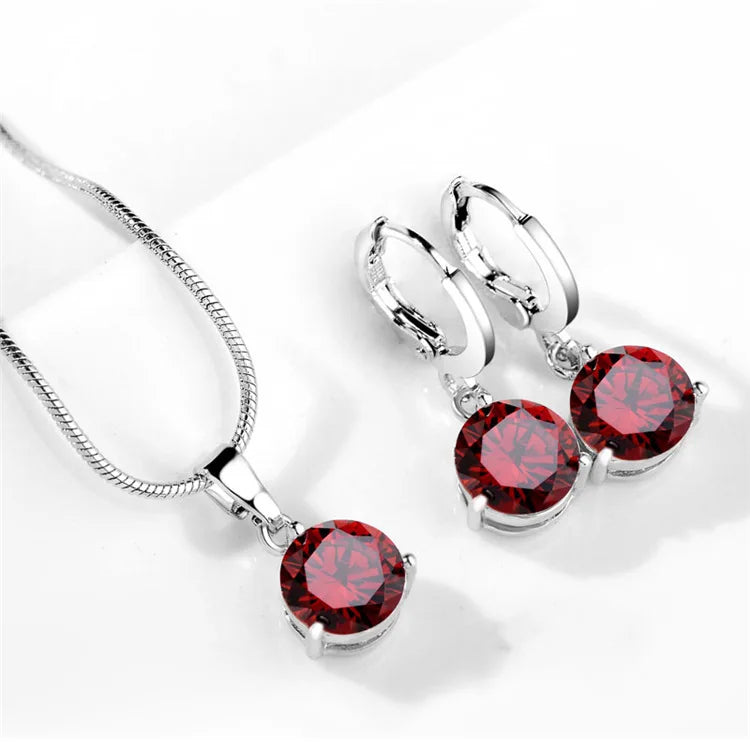 925 Sterling Silver Trendy Crystal Jewelry Set for Women