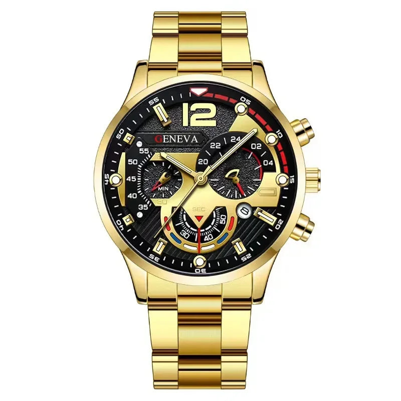 Mens Geneva Luxury Stainless Steel Watch
