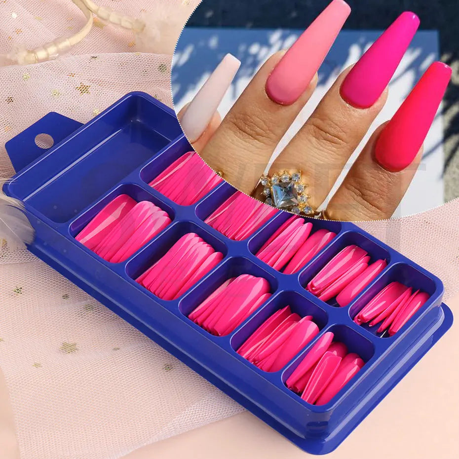 100pcs Press On Acrylic Coffin Extension Nails