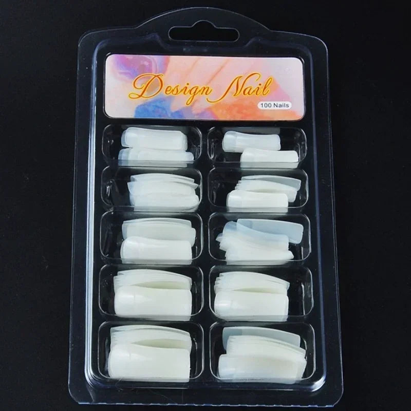 100 Pcs Fake False Nails with Glue Natural Full  Tips