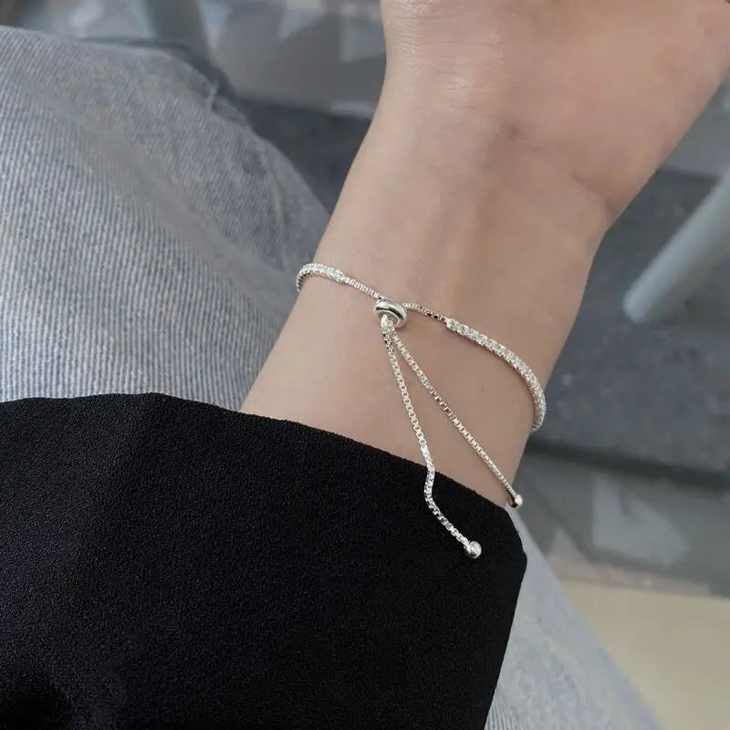 925 Sterling Silver Bracelet Crystal Chain for Women