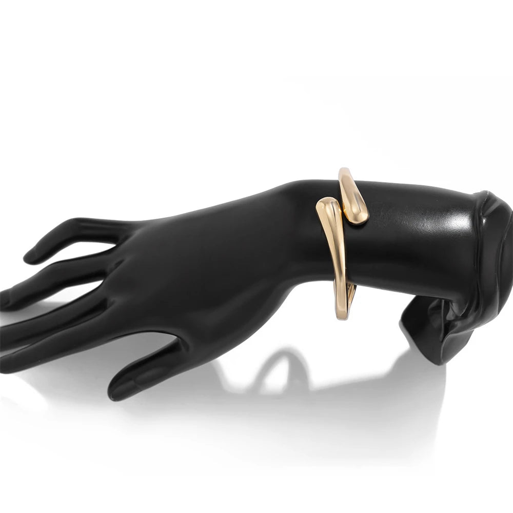 Gold and Silver Color Chunky Waterdrop Open Wrist Bracelet For Women