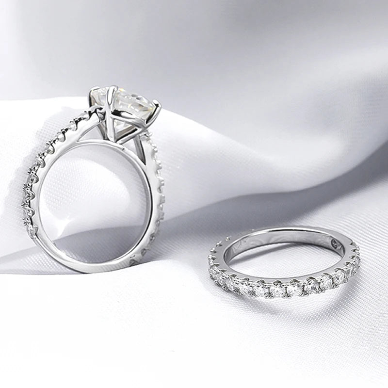 Moissanite Rings for Women Sparkly Luxury Wedding Diamond Band 925 Sterling Silver