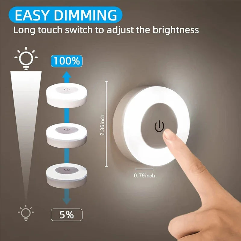 Round Mini LED Light With Touch Sensor/Magnetic Base