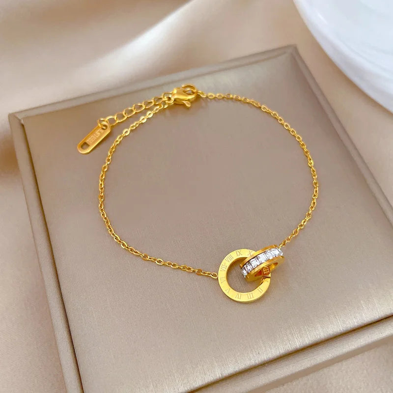 Stainless Steel Dazzling Zircon Bracelet for Women / Girls