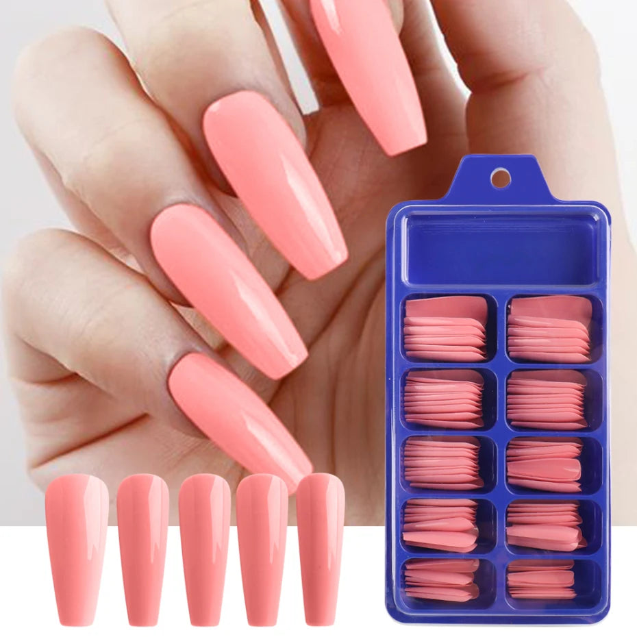 100pcs Press On Acrylic Coffin Extension Nails