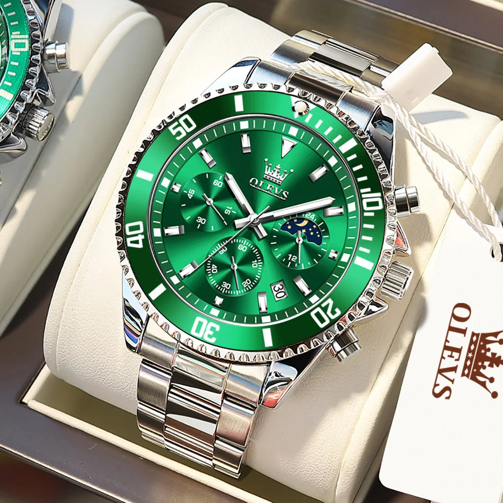 OLEVS Men's Watches Top Brand Original Waterproof Stainless Steel