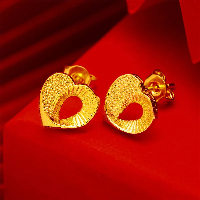 24K Gold Stud Earrings for Women