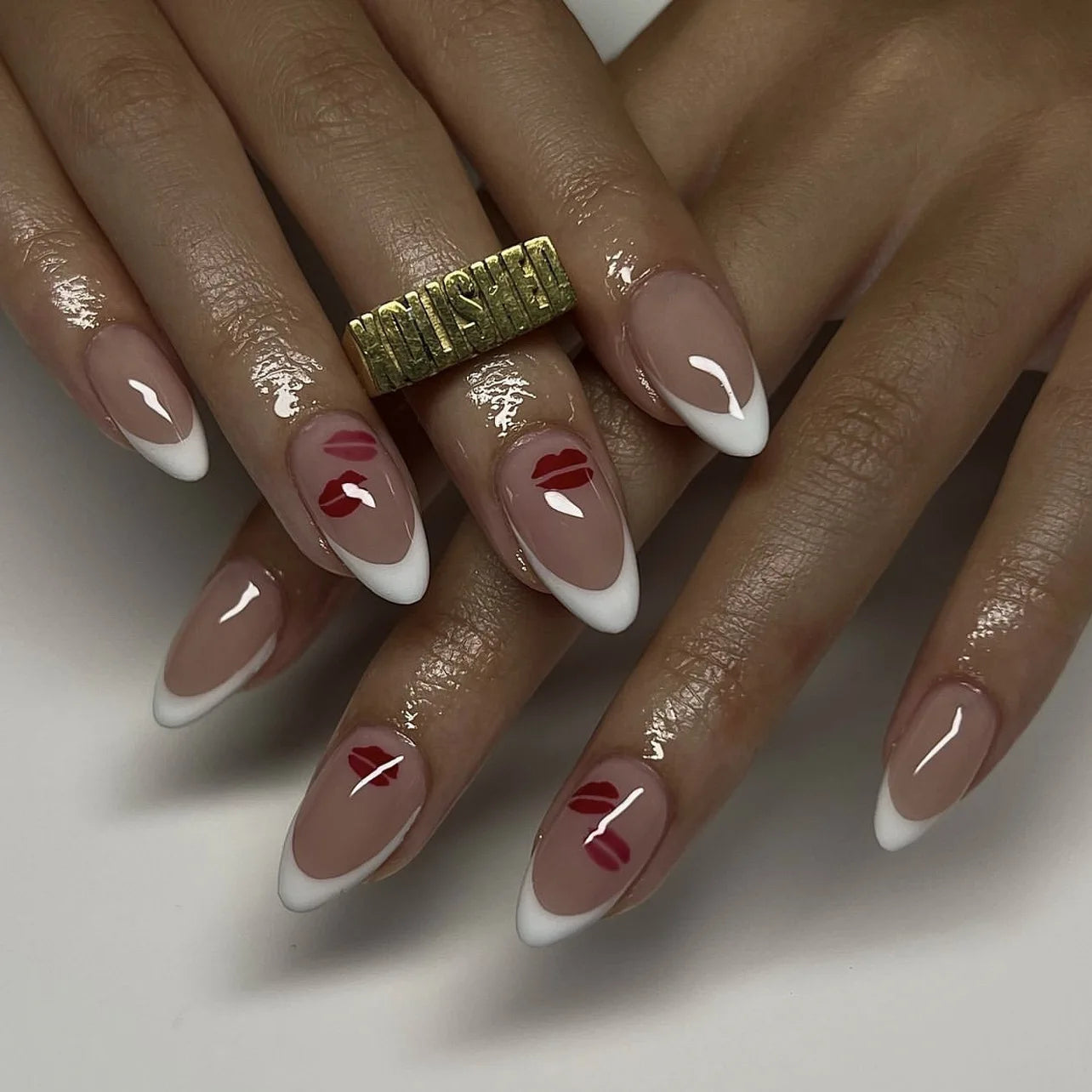 24Pcs Almond Long French False Nails