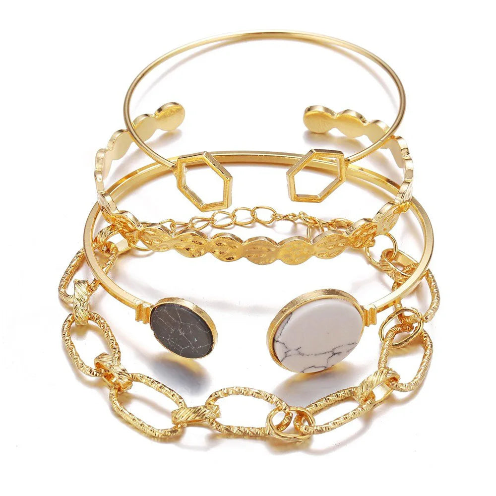 Gold Plated Bohemian Bracelet Set For Women
