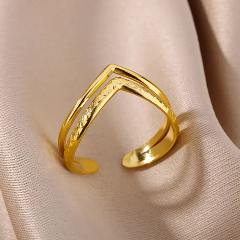 Elegant Gold Stainless Steel Rings For Women