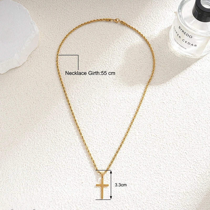 Stainless Steel Cross Pendant Necklace for Men/Women