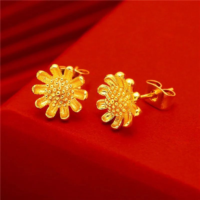 24K Gold Stud Earrings for Women