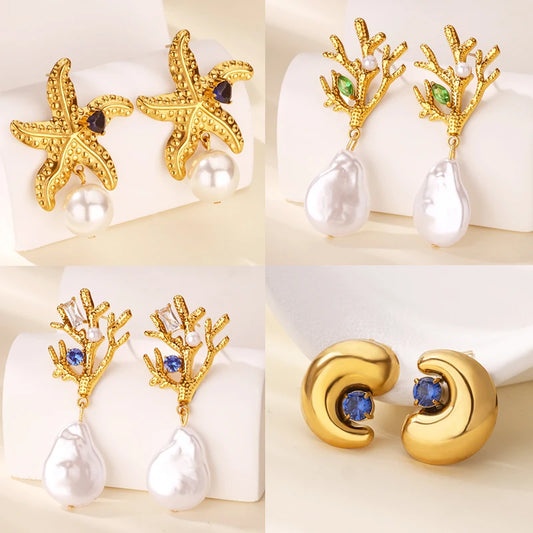 Stainless Steel Gold Color Plated Earrings