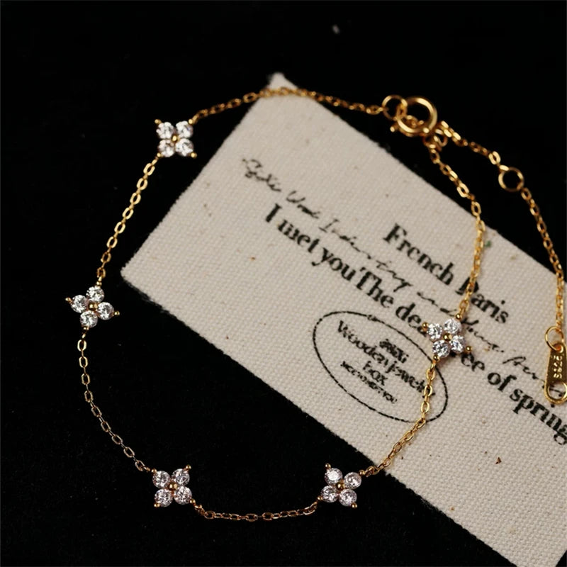 Crystal Flower Stainless Steel Bracelet For Women