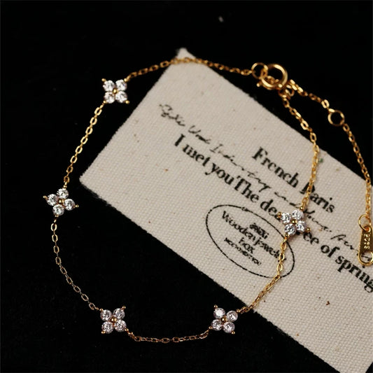 Crystal Flower Stainless Steel Bracelet For Women