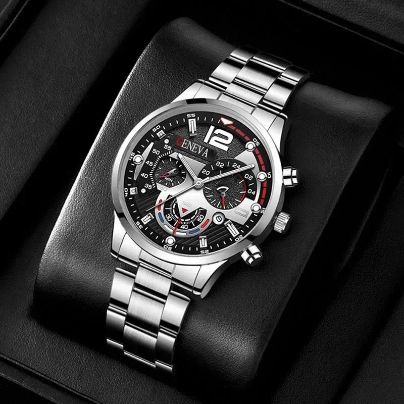 Mens Geneva Luxury Stainless Steel Watch