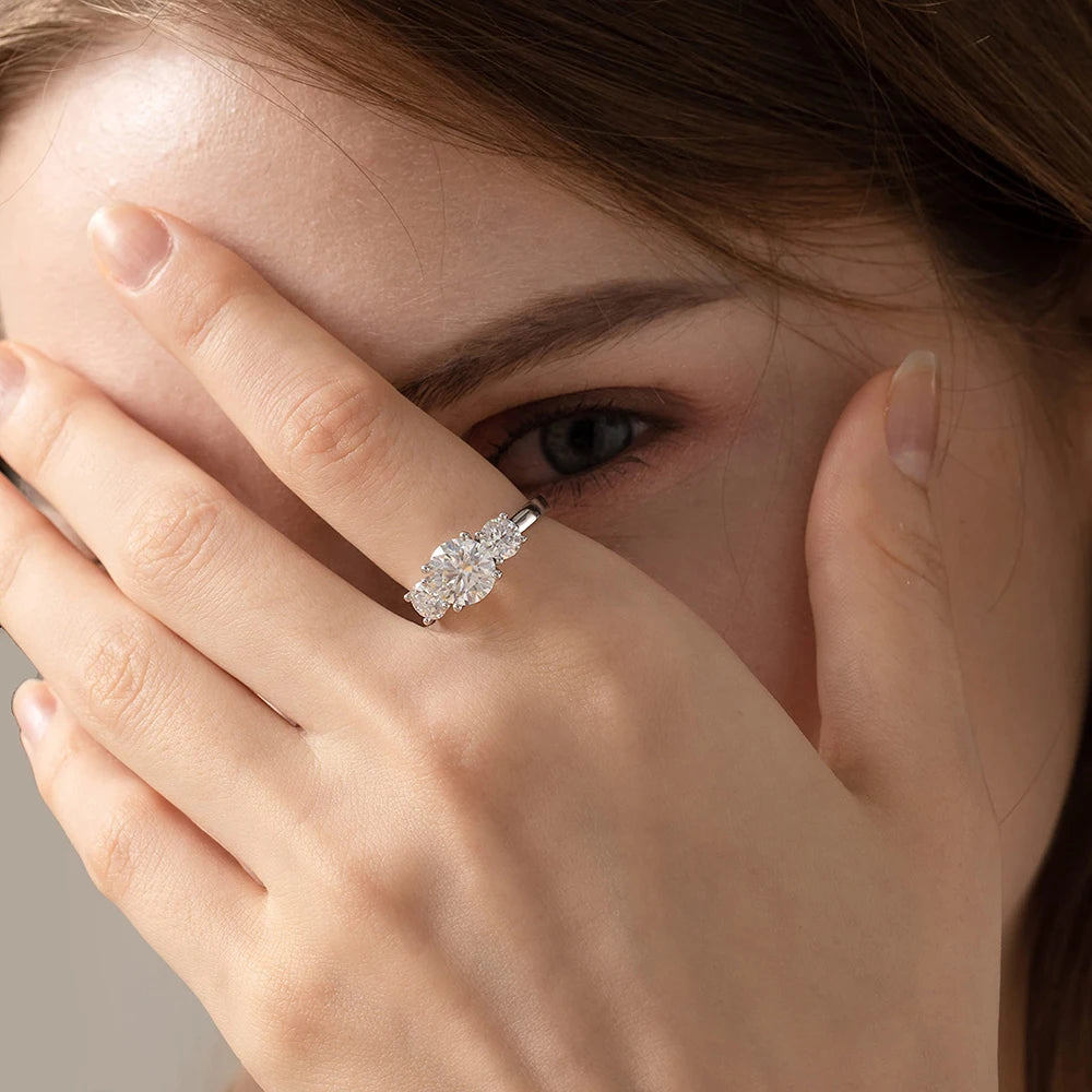 Moissanite/Zircon Diamond Cut Lab with Certificate 925 Sterling Silver Engagement Ring for Women
