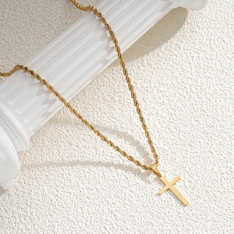 Stainless Steel Cross Pendant Necklace for Men/Women